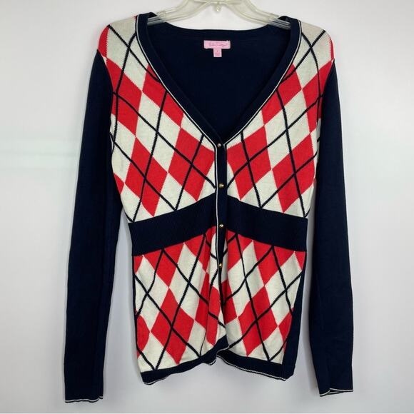 Lily Pulitzer Argyle button down cardigan size Small - Picture 7 of 13